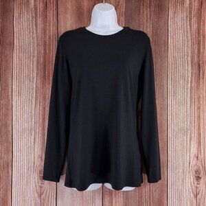 Kit and Ace Womens Size Large Black Long Sleeve Crewneck T-Shirt Tee Top